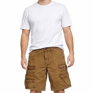 Plugg Mens Shorts Brown Y2K Skater Grunge Baggy‎ Loose Army Military VTG Sz 32